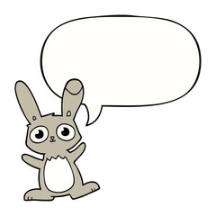 cute cartoon rabbit and speech bubble