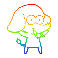 rainbow gradient line drawing happy cartoon elephant