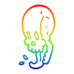 rainbow gradient line drawing cartoon gross skull