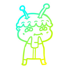 cold gradient line drawing friendly cartoon spaceman