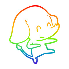 rainbow gradient line drawing cute cartoon elephant