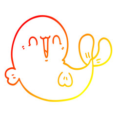 warm gradient line drawing cute cartoon whale