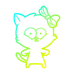 cold gradient line drawing cartoon cat