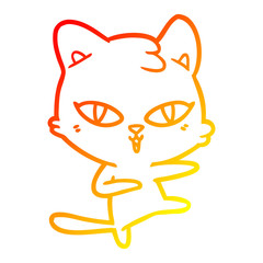 warm gradient line drawing cartoon cat