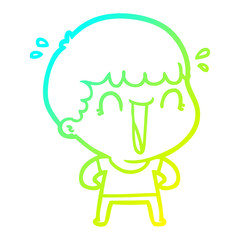 cold gradient line drawing laughing cartoon man