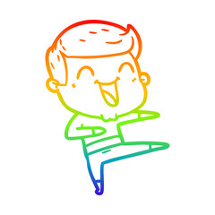 rainbow gradient line drawing cartoon man laughing