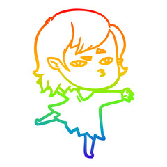 rainbow gradient line drawing cartoon vampire girl