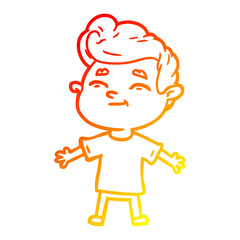 warm gradient line drawing happy cartoon man