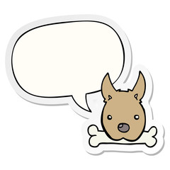 cartoon dog and bone and speech bubble sticker
