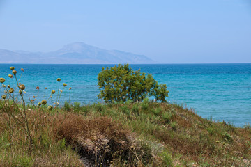 Sea and beach on Kos island in Greece