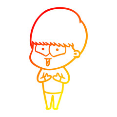 warm gradient line drawing cartoon happy boy