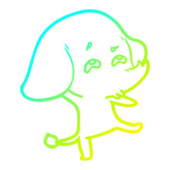 cold gradient line drawing cartoon elephant remembering