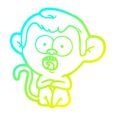 cold gradient line drawing cartoon shocked monkey