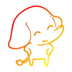 warm gradient line drawing cute cartoon elephant