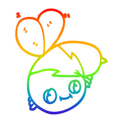 rainbow gradient line drawing cute cartoon bee