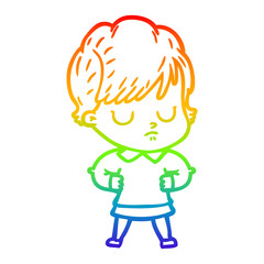 rainbow gradient line drawing cartoon woman