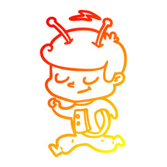 warm gradient line drawing friendly cartoon spaceman running