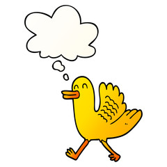 cartoon duck and thought bubble in smooth gradient style