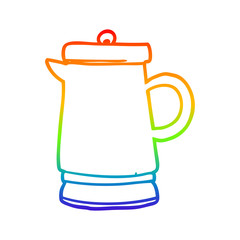 rainbow gradient line drawing old metal kettle