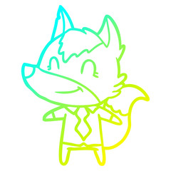 cold gradient line drawing friendly cartoon wolf office worker