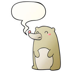 Obraz na płótnie Canvas cute cartoon bear and speech bubble in smooth gradient style