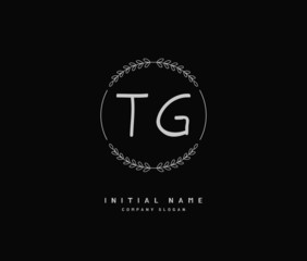 T G TG Beauty vector initial logo, handwriting logo of initial signature, wedding, fashion, jewerly, boutique, floral and botanical with creative template for any company or business.