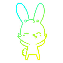 cold gradient line drawing curious bunny cartoon