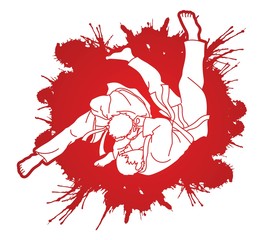 Judo sport action cartoon graphic vector.