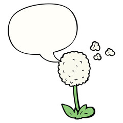 cartoon flower and speech bubble