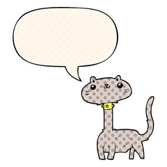 cartoon cat and speech bubble in comic book style