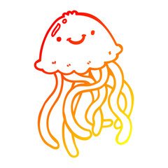 warm gradient line drawing cartoon happy jellyfish