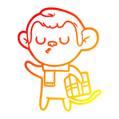 warm gradient line drawing cartoon calm monkey