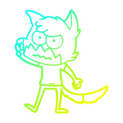 cold gradient line drawing cartoon annoyed fox