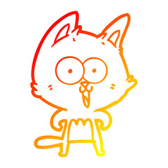 warm gradient line drawing funny cartoon cat