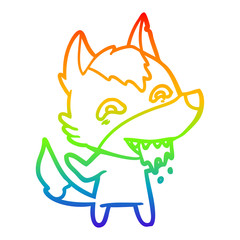 rainbow gradient line drawing cartoon hungry wolf