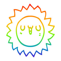 rainbow gradient line drawing cartoon sun