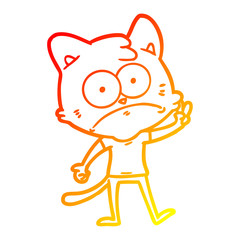 warm gradient line drawing cartoon nervous cat