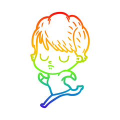rainbow gradient line drawing cartoon woman