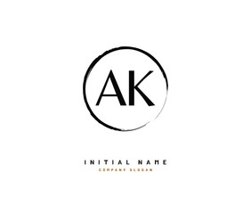 A K AK Beauty vector initial logo, handwriting logo of initial signature, wedding, fashion, jewerly, boutique, floral and botanical with creative template for any company or business.