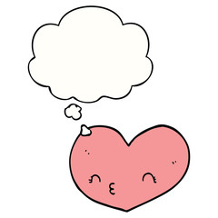 cartoon heart with face and thought bubble