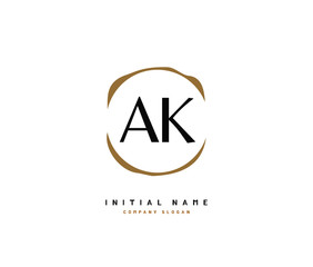 A K AK Beauty vector initial logo, handwriting logo of initial signature, wedding, fashion, jewerly, boutique, floral and botanical with creative template for any company or business.