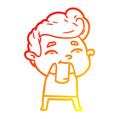 warm gradient line drawing happy cartoon man