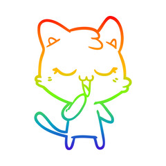 rainbow gradient line drawing happy cartoon cat