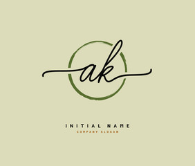 A K AK Beauty vector initial logo, handwriting logo of initial signature, wedding, fashion, jewerly, boutique, floral and botanical with creative template for any company or business.