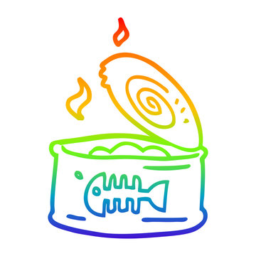 recommend clip art: rainbow gradient line drawing cartoon tin of tuna