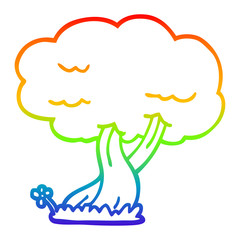 rainbow gradient line drawing cartoon tree