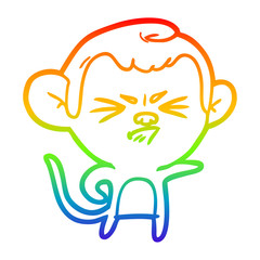 rainbow gradient line drawing cartoon annoyed monkey