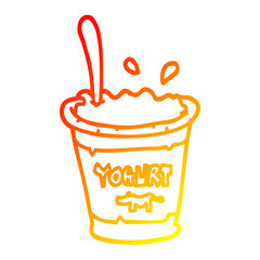 warm gradient line drawing cartoon yogurt