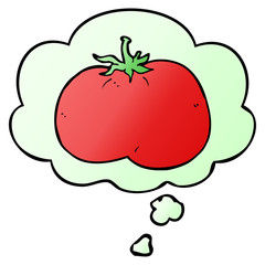 cartoon tomato and thought bubble in smooth gradient style