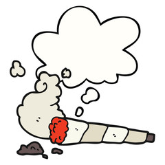 cartoon cigarette and thought bubble
